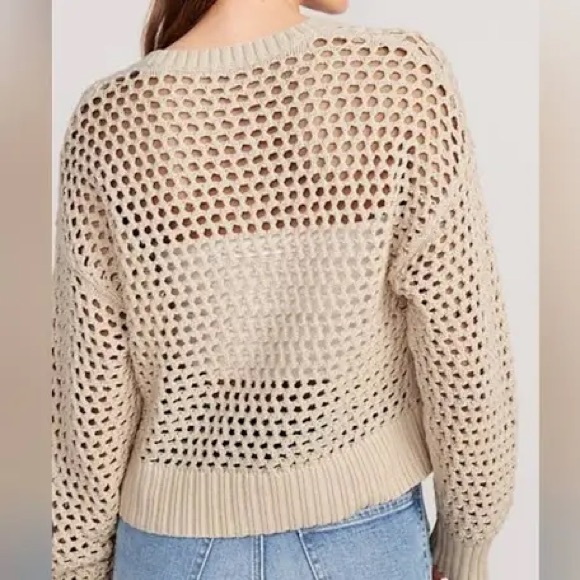 Old Navy Open Knit Cardigan Sweater Beige Dolman Natural Oversized S Small - Picture 1 of 9
